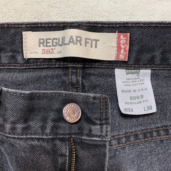 Vintage Y2K Levi's 505 Regular Fit Faded Washed Black Denim Straight Leg Jeans - Picture 6 of 13